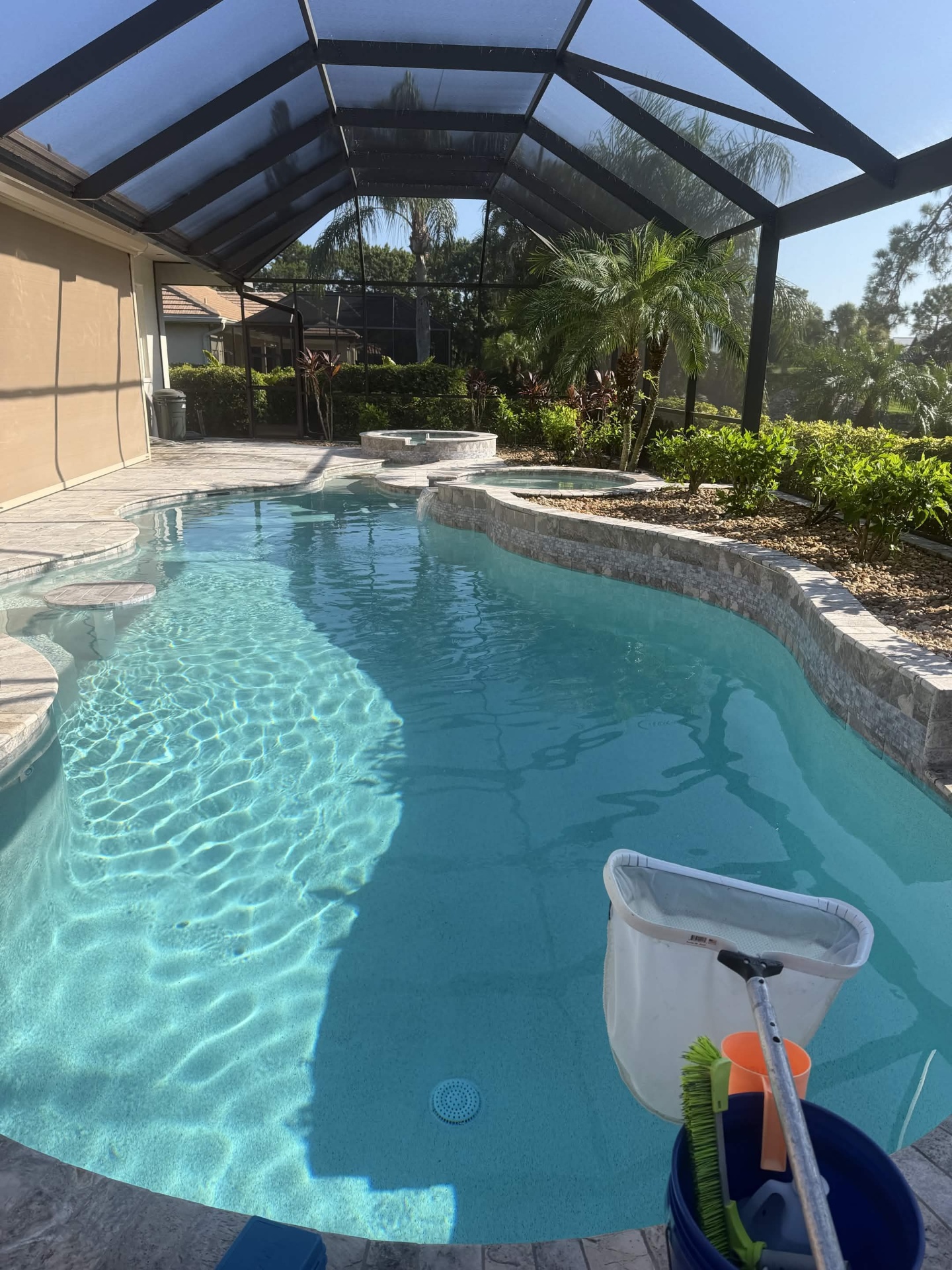Clean swimming pool serviced by Clear Water
