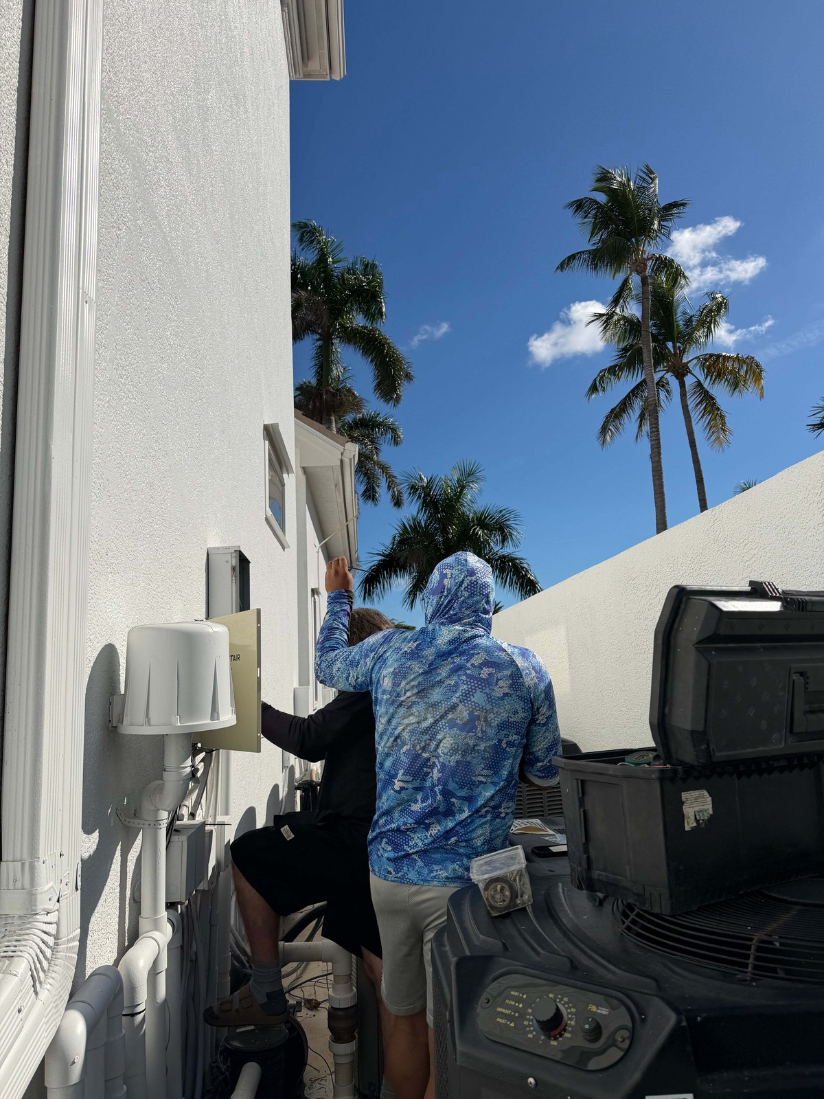 Certified techs servicing pool equipment